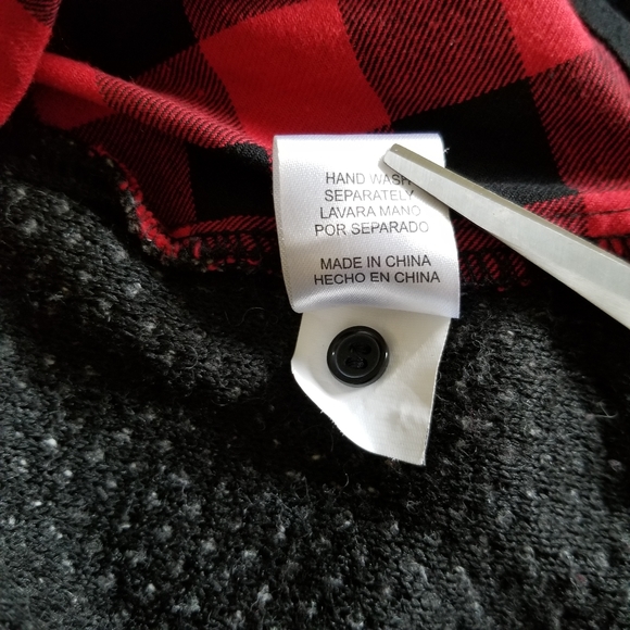 Maud Vivante‎ Buffalo Plaid Flannel With Knit Back Top Size: L - Picture 11 of 12
